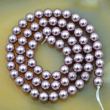 Czech Lavender Purple Satin Luster Glass Pearl Round Beads on a 15.5" Strand