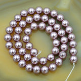 Czech Lavender Purple Satin Luster Glass Pearl Round Beads on a 15.5" Strand