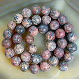 Natural Leopard Fur Jasper Gemstone Round Loose Beads on a 15.5" Strand