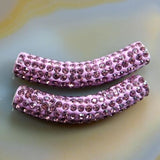 Curved Tube Czech Crystal Rhinestones Spacer Pave Connector Charm Beads (Single Color)