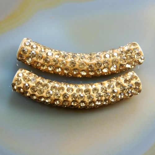 Gold & Clear Acrylic curved tube beads, tube bracelet beads, resin tub –  Swoon & Shimmer