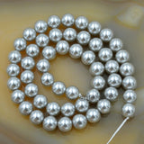 Czech Light Grey Satin Luster Glass Pearl Round Beads on a 15.5" Strand