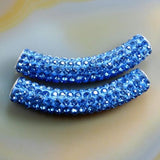 Curved Tube Czech Crystal Rhinestones Spacer Pave Connector Charm Beads (Single Color)
