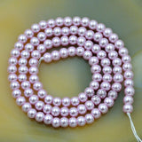 Czech Light Purple Satin Luster Glass Pearl Round Beads on a 15.5" Strand