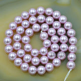Czech Light Purple Satin Luster Glass Pearl Round Beads on a 15.5" Strand
