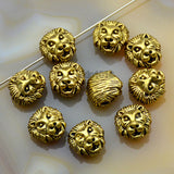 Animal Head Lion Solid Metal Finding Connector Spacer Charm Beads 10 Pcs