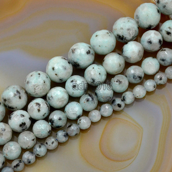 Faceted Natural Lotus Jasper Gemstone Round Loose Beads on a 15.5