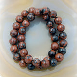 Natural Mahogany Obsidian Gemstone Beads Stretch Bracelet Healing Reiki