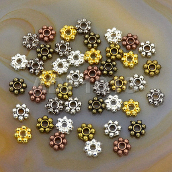Wholesale 1000pcs Tibetan Flower Spacer Beads Round Metal Daisy
