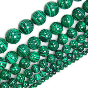 Synthetic Malachite Gemstone Round Loose Beads on a 15.5" Strand
