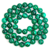 Synthetic Malachite Gemstone Round Loose Beads on a 15.5" Strand