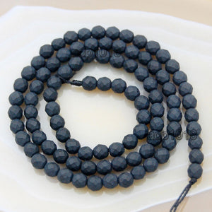 Faceted Matte Natural Black Onyx Gemstone Round Loose Beads on a 15.5" Strand