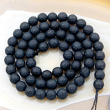 Faceted Matte Natural Black Onyx Gemstone Round Loose Beads on a 15.5" Strand