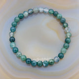 Natural Moss Agate Gemstone Beads Stretch Bracelet Healing Reiki