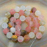 Matte Natural Colorful Volcano Cherry Quartz Gemstone Round Loose Beads on a 15.5" Strand