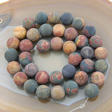 Matte Natural Picasso Jasper Gemstone Round Loose Beads on a 15.5" Strand