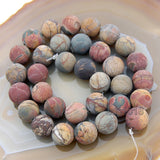 Matte Natural Picasso Jasper Gemstone Round Loose Beads on a 15.5" Strand