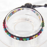 Colorful Hand Made Mixed Crystal and Gemstones Beads Single Wrap Leather Bracelet