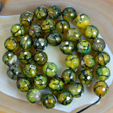 Faceted Natural Olive Fire Agate Gemstone Round Loose Beads on a 15.5" Strand