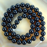 Natural Black Onyx Gemstone Round Loose Beads on a 15.5" Strand