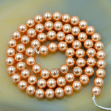 Czech Orange Satin Luster Glass Pearl Round Beads on a 15.5" Strand