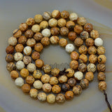 Faceted Natural Picture Jasper Gemstone Round Loose Beads on a 15.5" Strand