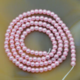 Czech Pink Satin Luster Glass Pearl Round Beads on a 15.5" Strand