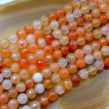 Faceted Natural Pink Agate Gemstone Round Loose Beads on a 15.5" Strand
