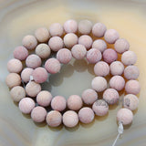 Matte Natural Pink Rhodonite Gemstone Round Loose Beads on a 15.5" Strand
