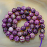 Natural Purple Jasper Gemstone Round Loose Beads on a 15.5" Strand
