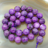 Natural Purple Jasper Gemstone Round Loose Beads on a 15.5" Strand