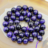 Natural Purple Amethyst Tiger's Eye Gemstone Round Loose Beads on a 15.5" Strand
