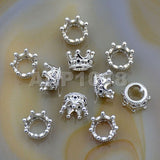 Queen Crown Clear or Black Cubic Zirconia Rhinestones Spacer 18K Plated Metal Finding Connector Charm Beads