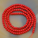 Czech Red Satin Luster Glass Pearl Round Beads on a 15.5" Strand