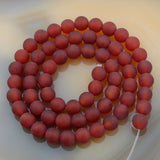 Matte Natural Red Agate Gemstone Round Loose Beads on a 15.5" Strand