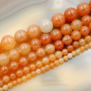 Natural Red Aventurine Round Loose Beads on a 15.5" Strand