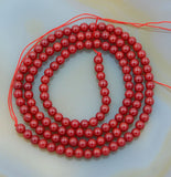 Natural Red Coral Gemstone Round Loose Beads on a 15.5" Strand