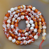Faceted Natural Red Fire Agate Gemstone Round Loose Beads on a 15.5" Strand