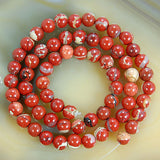 Natural Red River Jasper Gemstone Round Loose Beads on a 15.5" Strand