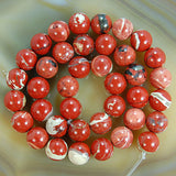 Natural Red River Jasper Gemstone Round Loose Beads on a 15.5" Strand