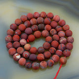 Matte Natural Red River Jasper Gemstone Round Loose Beads on a 15.5" Strand
