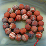 Matte Natural Red River Jasper Gemstone Round Loose Beads on a 15.5" Strand