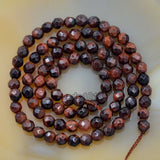 Faceted Natural Red Tiger's Eye Gemstone Round Loose Beads on a 15.5" Strand