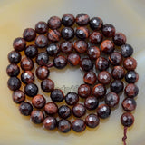 Faceted Natural Red Tiger's Eye Gemstone Round Loose Beads on a 15.5" Strand