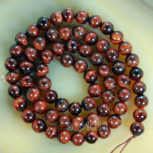 Natural Red Tiger's Eye Gemstone Round Loose Beads on a 15.5" Strand