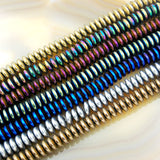 Natural Hematite Gemstone Rondelle Loose Beads on a 15.5" Strand