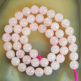 Natural Rose Quartz Round Loose Beads on a 15.5" Strand
