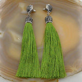 Crystal Silk Tassel Rhinestone Cap Fringe Dangle Stud Earrings (Style 2)