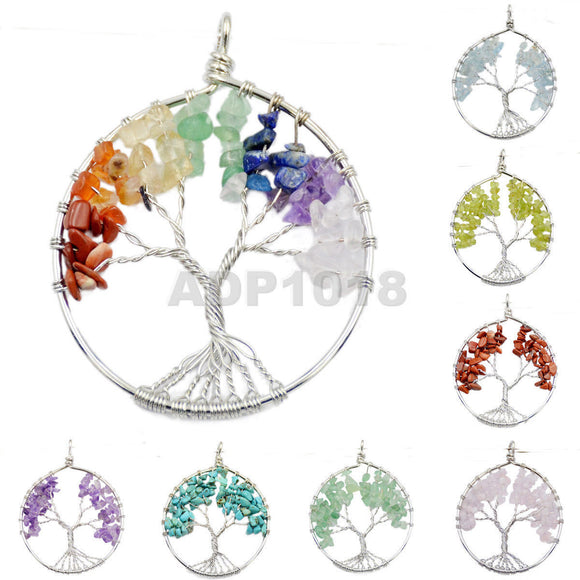 Amazon.com: PESOENTH 7 Chakra Necklace Healing Crystal Tree of life Wire  Wrapped Moon Shape Pendant Necklace Reiki Spirtual Crystals Quartz Crescent  Moon Pendant for Women Men Jewelry Gift : Health & Household
