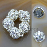 Magnetic Round Rhinestone Clasp Connector Metal Finding Jewelry Making 5 Sets